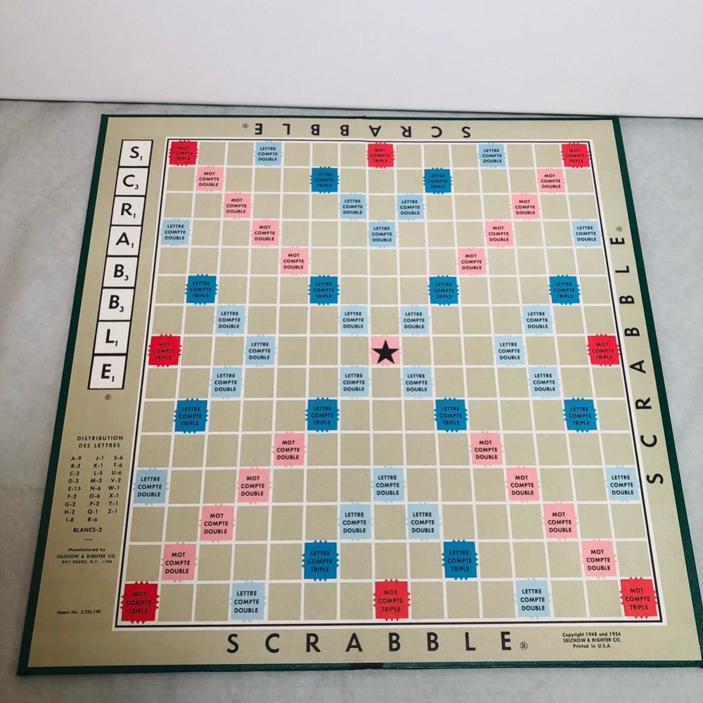 Vintage Scrabble Board Game French Edition 1954 Replacement Board Only